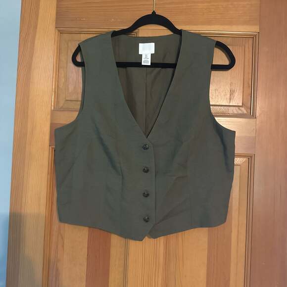 H&M Khaki Tailored Suit Vest - Picture 1 of 7